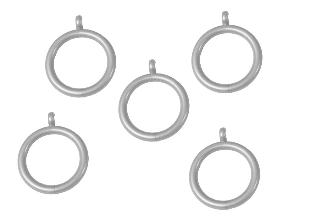 Merriway BH03230 (8 Pcs) Plastic Curtain Drapery Pole Rod Rings with Fixed Eye, Inner Diameter 25mm (1 inch) Outer Diameter 32mm (1.1/4 inch) Satin Grey - Pack of 8 Pieces