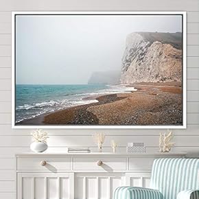 signwin Framed Canvas Wall Art Coastal Scenery Aerial...