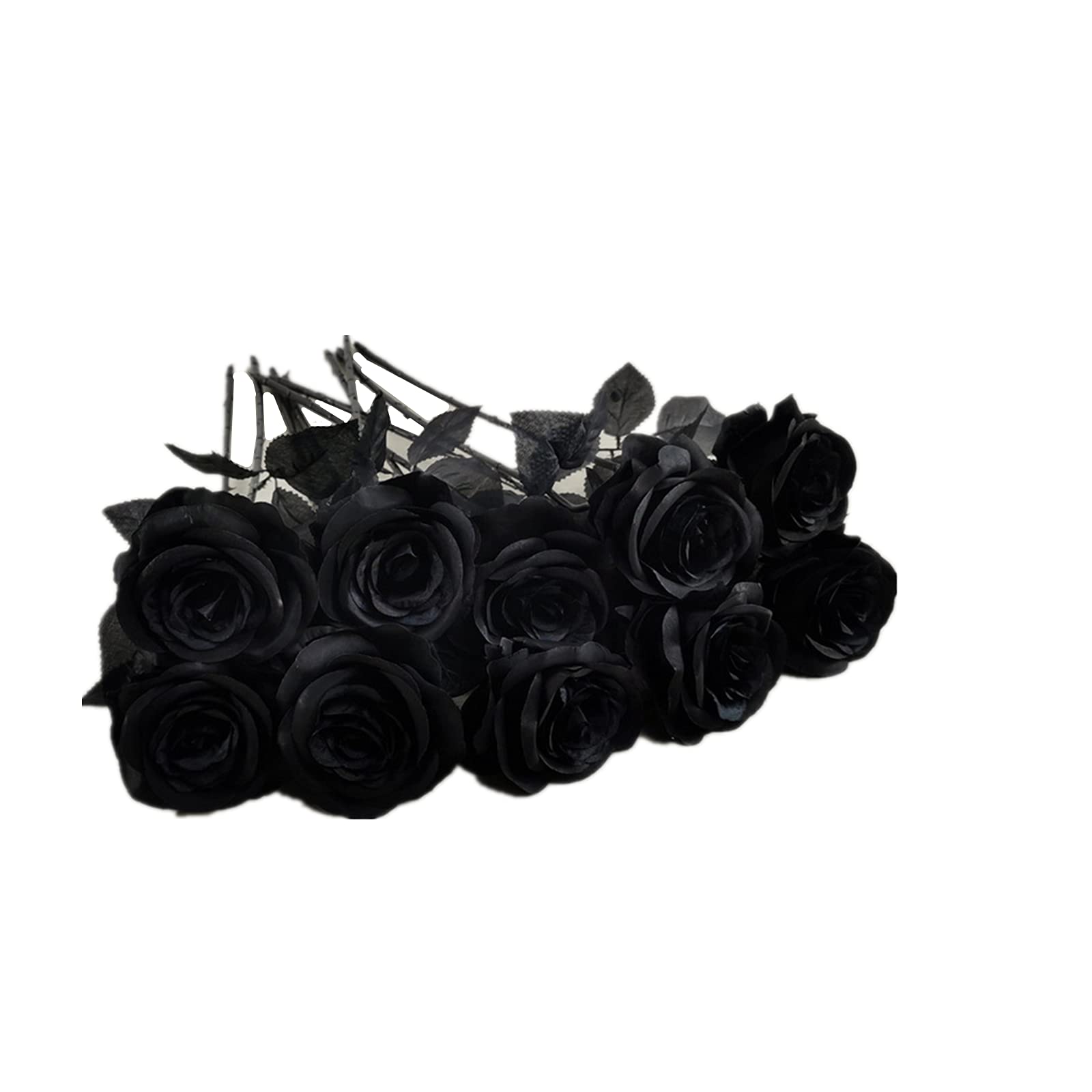 Rikyo 19" /48cm Bouquets 10 Stem Artificial Roses,No Fade Artificial Flower,Silk Petals Fake Flowers Forever Plants for Photo Props Party Wedding Holding Flowers,Floral Arrangements (Black)