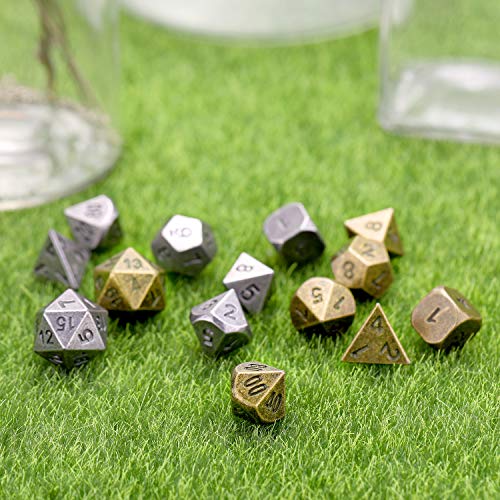 image for Jovitec 14 Pieces Metal Solid Zinc Alloy Game D&D Dices Set Durable Po