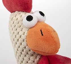 goDog Checkers Skinny Rooster Squeaky Plush Dog