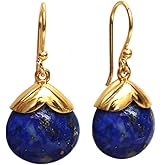 Gempires Gemstone 15 mm Pear With Gold Cap Hook Earring,Statement Birthstone jewelry, Teardrop shaped Earring