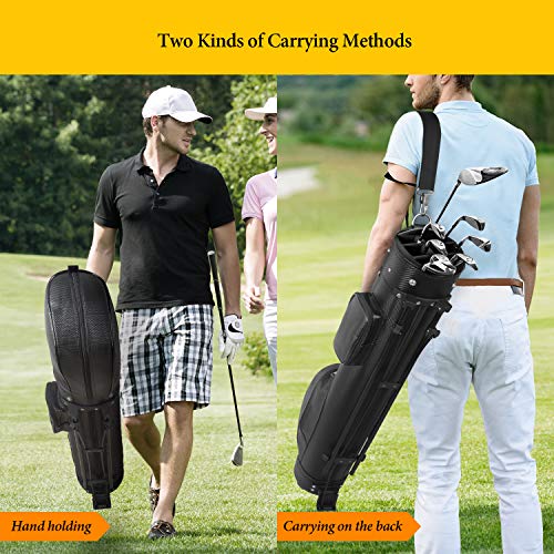 Portzon Golf Stand Bag, Lightweight Easy Carry Travel Shoulder Bag Organizer with Large Capacity of 9 Golf Clubs for Women Men