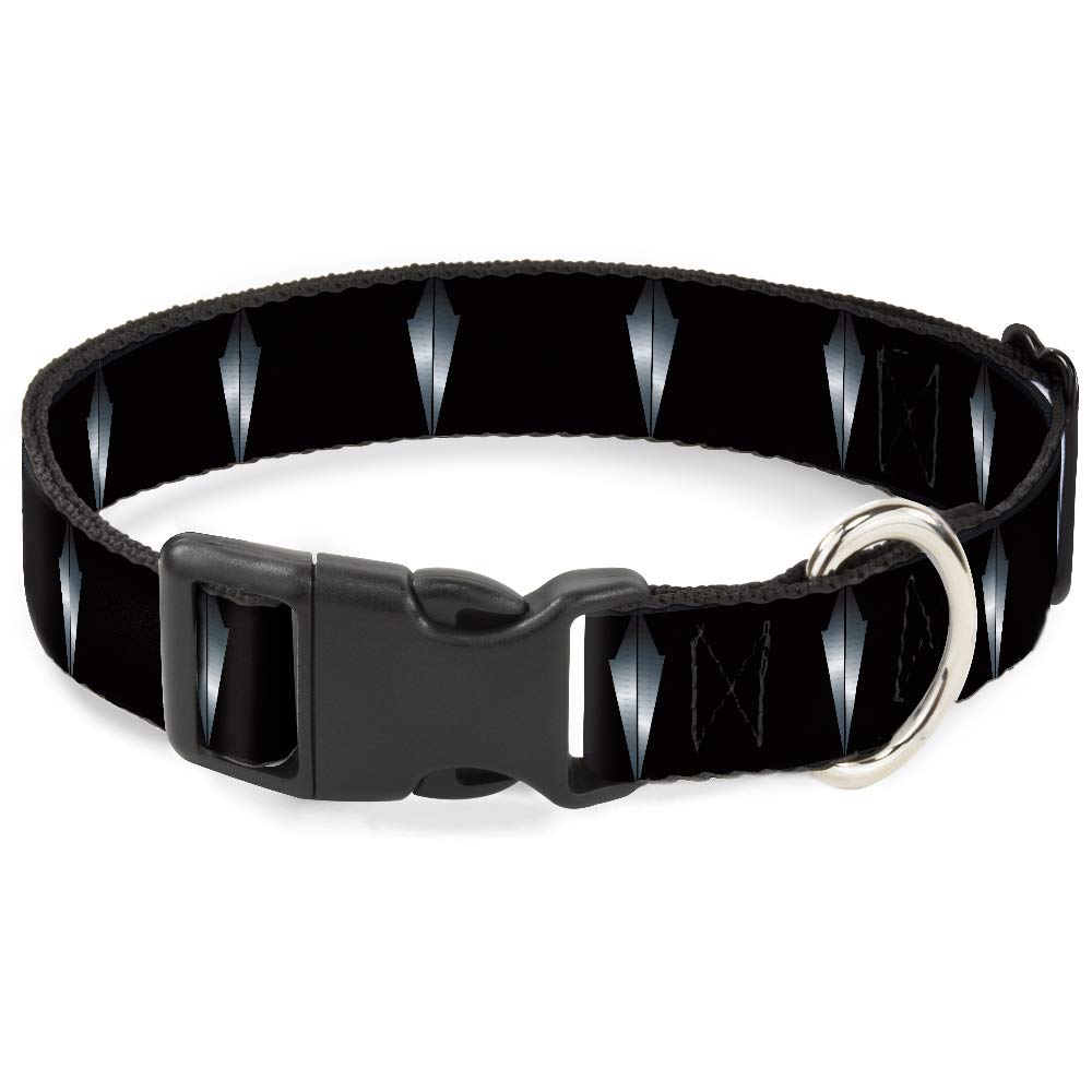 Buckle-Down Dog Collar Plastic Clip Black Panther Tooth Necklace Black Silvers, Multi Color, 1/2" Wide - Fits 8-12" Neck - Medium (DC-BKSR-WAV091-0.5-M)