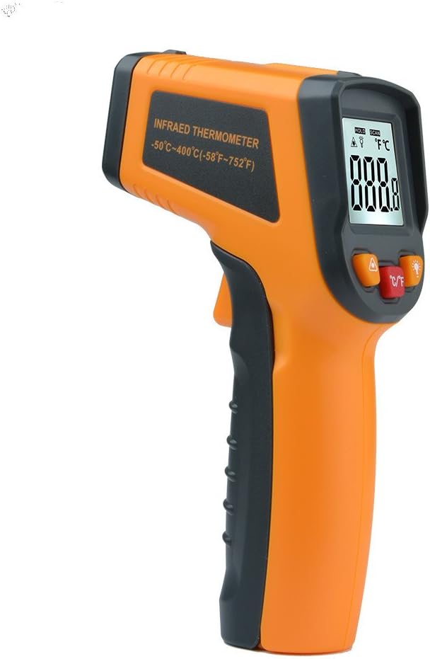 High Temperature Gun, -50°C～400°C (-58°F - 752°F), Laser Infrared IR Thermometer Rubber Paint Technology Digital LCD Non Contact Professional