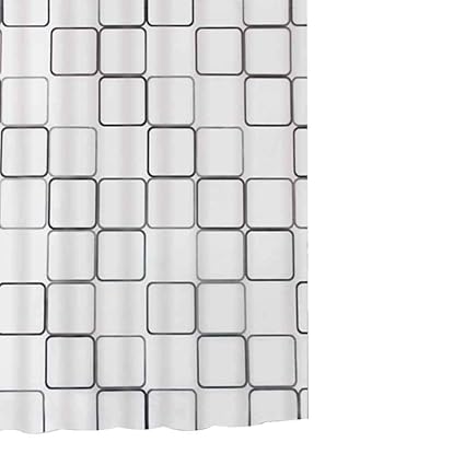 Rabott 180x180cm Window Shower Curtain Waterproof Thick Bathroom Curtain Shade Grid Lattice Blackout