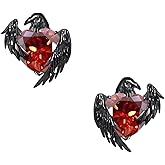 Black Crow Stud Earrings for Women Raven Gemstone Earrings Gothic Hip Hop Jewelry