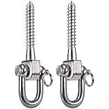 SELEWARE 2 Pack Swing Hangers Swing Set Hooks Stainless Steel Hammock Hooks for Porch Swing, Hammock Chair, Heavy Bag, Yoga Silk, Suspension Straps, Gymnastics Rings
