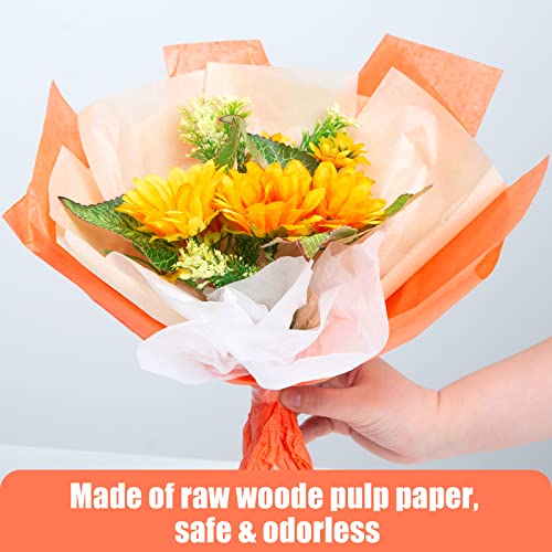 Shindel 330 Sheets Orange Tissue Paper, Gift Wrapping Tissue Paper Bulk for Crafts Fall Autumn Thanksgiving Gift 13.7 x 9.8 Inch, 5 Colors
