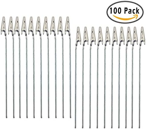 GreatBBA 150mm Metal Long-tailed Alligator Clip Wire Alligator Clamp Iron Clasp Holder for DIY Card Photo Memo, Pack of 100