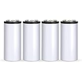 PYD Life 4 Pack 12oz Sublimation Slim Skinny White Stainless Steel Can Cooler,Sublimation Skinny Can Cooler,Sublimation Tumbler,Beer Can Cooler,Beer Holder,Vinly Gifts