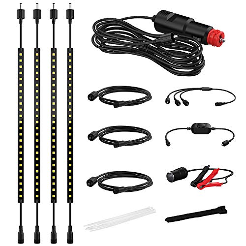Onforu Dimmable Camping Light Kit for Car, IP67 Waterproof, 4 Pack 96 LED 400lm 5000K Daylight White DC 12V Auto LED Strip Light Bar with Magnetic Back for Vehicle Camping - Thumbnail 7