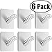 Anwenk Self Adhesive Wall Hooks, 6 Pack Heavy Duty Wall Hook Towel Hook Coat Hook Hat Hook 304 Brushed Stainless Steel Bathroom Kitchen Super Power Wall Mount Hooks for Jacket Bath Towel Hat