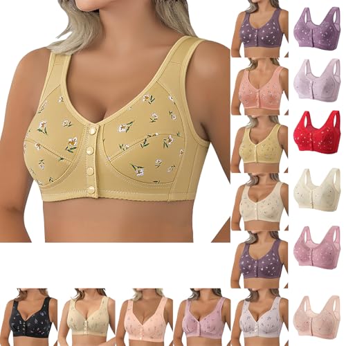 Soft Bras for Women Bras for Women UK Front Close Button Full Coverage Lace Bra Ladies Front Fastening Bralette Sexy Push Up Everyday Bra Non Wired Padded UK
