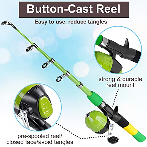 PLUSINNO Kids Fishing Pole Fishing Rod and Reel Starter Kit Kids