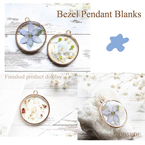 OBSEDE Round Frame Pendants Bezel Charms Open Back Bezel Hollow Mold Pressed Flower for Resin Earrings Necklace 25mm 30pcs