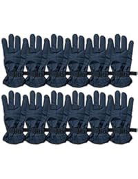 Yacht & Smith Winter Ski Gloves Fleece Lined Adjustable Strap Water Resistant Men Woman Kids (Mens 12 Pack)