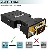VGA to HDMI Adapter Converter with Audio,(PC VGA Source Output to TV/Monitor with HDMI Connector),FOINNEX Active Male VGA in Female HDMI 1080p Video Dongle adaptador for Computer,Laptop,Projector