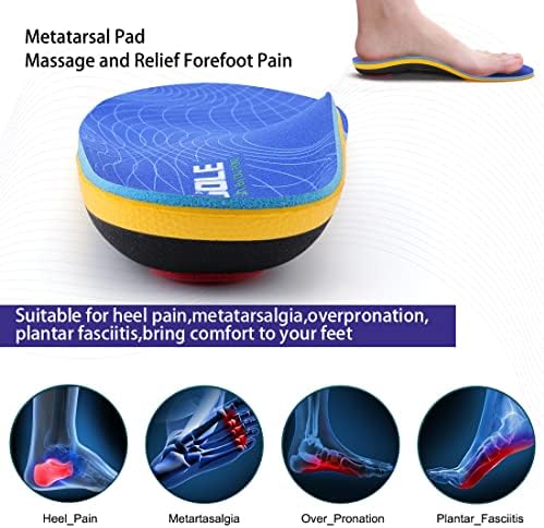 Palmilhas ortopédicas valsole para mulheres e homens com suporte alto para pés, palmilhas funcionais macias para pés chatos, dor nos pés, fascite plantar (41-42 ue 27 cm, azul)