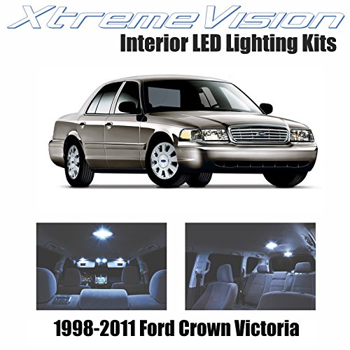 XtremeVision Ford Crown Victoria 1998-2011 (10 Pieces) Cool White Premium Interior LED Kit Package + Installation Tool