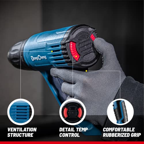 DongCheng 2000 W Heißluftpistolen 50-600 ℃ Variable Temperatureinstellungen,schnelle Erwärmung Heißluftpistole,9 Zubehörteilen zum Entfernen von Farbe, Schrumpffolie, Vinylfolie,DQB04-2000 (EA-03)