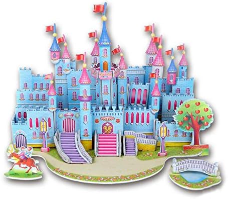ACHICOO Qiyun 3D Wooden Puzzle Blue Castle Buliding Blocks DIY Educational Toy for Kids Children Eid Gifts for Kids