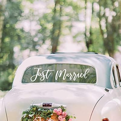 Ginger Ray White Just Married Car Window Static Sticker Wedding