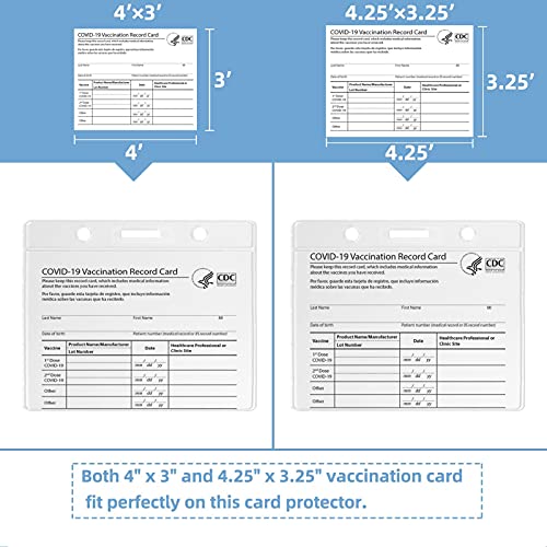 CDC Vaccine Card Protector 4.25x3.77 in, Vaccination Card Holder with Lanyards, Clear Plastic Sleeves Pouch Cover Envelop Fit with Waterproof Resealable - 5 Card Protectors & 5 Neck Cords (5, Black)