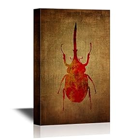 Insects Artwork Series Dynastes Hercules on Vintage Background