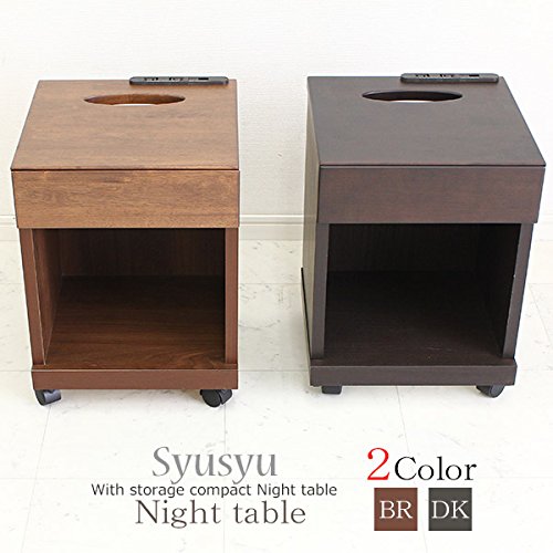 Usb端子付き コンセント付き Parent ナイトテーブル 大川家具 北欧 キャスター B01n1twd36 ティッシュボックス入れ付き ダーク色 引出付き 家具 海外並行輸入正規品