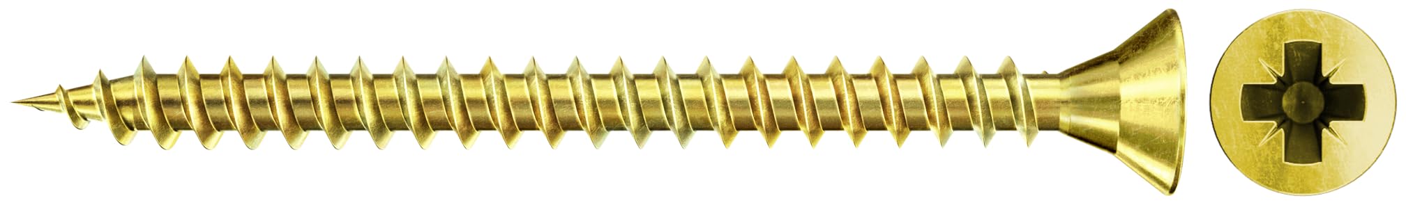 fischer Chipboard Screw 4.5 x 20 Countersunk Head Yellow-Galvanised Full Thread Phillips PZ