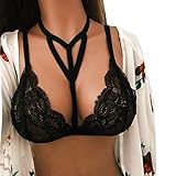 Bra Top,toraway Women's Floral Lace Bandage Bralette Bustier Top Sheer Bra Top (Large, Black)