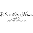 Decaltor Bless This Home and All who Enter - Vinyl Wall Decal Entryway Living Room Décor Art Letters Quotes Stencil