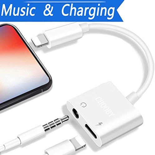 Lightning dapter for iPhone7/7plus/iPhone8/8plus/iPhoneX Lightning to 3.5mm Earphone Jack Audio Splitter iPhone Dongle 2 in 1 Lighting Charging Port Aux Jack Music+Charge Support iOS 11.3 or Up