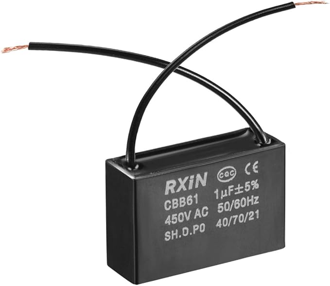 sourcing map CBB61 Kondensator 450 V AC 1 uF 2 Kabel metallisierte