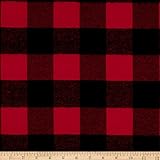 Kaufman Mammoth Flannel Buffalo Check Large Red Fabric By The Yard