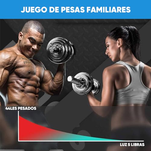 Kit Mancuernas 15 kg 3 en 1 Multi-Uso con Varilla de conexión para Entrenamiento de Ejercicio en el Gimnasio en casa. Con Barra de Discos Ajustables a 15 Kg