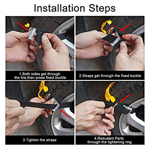 FairyMe Tire Chains Car Safety Chains Cable Traction Mud (Yellow Narrow) - Thumbnail 4