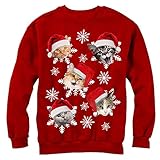 Lost Gods Ugly Christmas Sweater Cat Snowflakes Womens Graphic Sweatshirt