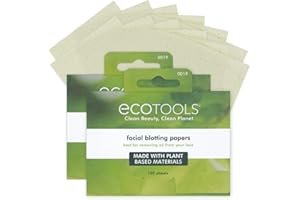 EcoTools Natural Oil Absorbing Facial Blotting Papers, Plant-Based Materials, Makeup Friendly, Removes Excess Oil, Travel Sized, Easy To Use, Perfect For Oily & Shiny Skin, 200 Sheet Count