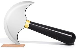 CBHGFEA Leather Round Head Knife with Ebony Wooden Handle, Leather Working Tool, Sharp Cutting Tool, Round Cutting Edge for Cutting, Skiving, Crafting & Artistic Project (S)