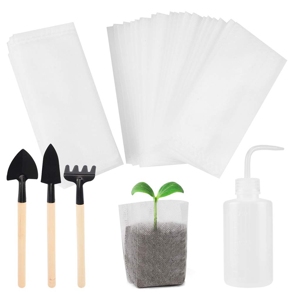 DIFIER 100 Pcs Non-Woven Nursery Bags, Eco Fabric Seedling Bag Degradable Planting Nutrition Bag Fabric Seedling Raising Pots Container (12 * 12)