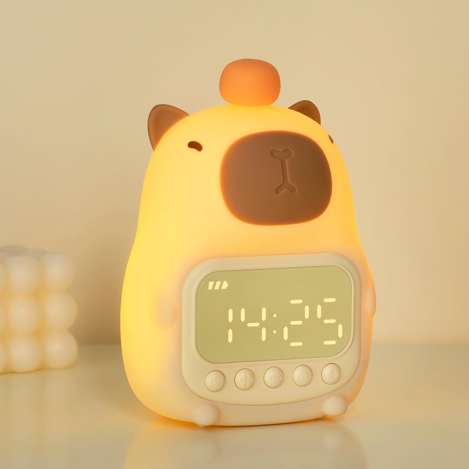 Capybara Alarm Clock with Night Light for