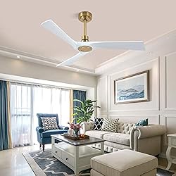 HUMHOLD 52" White Ceiling Fan without Lights