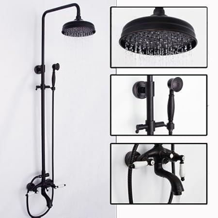 Exposed Wall Mount Bathroom Brushed Oil Rubbed Bronze Finish Rain
