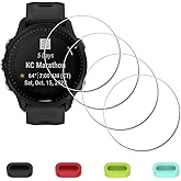 iDaPro [4 Pack] Screen Protector for Garmin Forerunner 955/955 Solar Smartwatch + Silicone Anti-dust Plugs Tempered Glass Ant