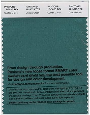 Pantone Cotton Swatch Card Color Standard, Color # 18-5025, Quetzal Green