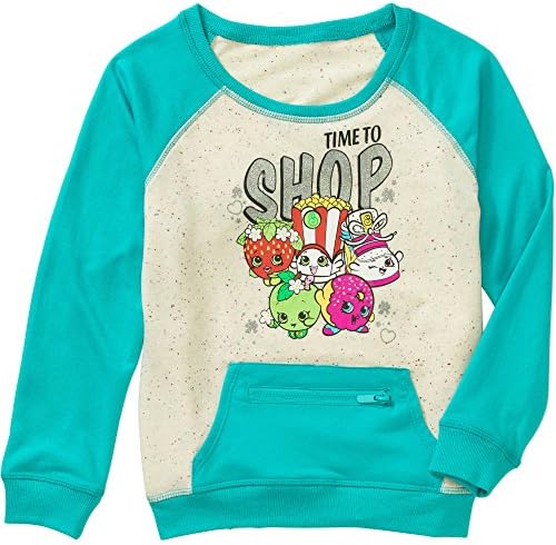 Shopkins Girls Lightweight Sweatshirt 4-16 (Multiple Color Options) (X-Small / 4/5, Teal - Time to Shop)