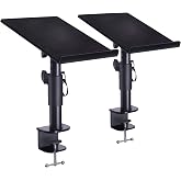 Liquid Stands Studio Monitor Stands - Music Studio Desktop Speaker Stand - 2 Pack 12x9 Clamp-on Adjustable Short or Tall Speaker Support for Music Booth Desk Audio Monitor Stand Mount with Tilt