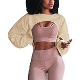Artfish Women's Crewneck Long Sleeve Crop Tops Workout Gym Casual Cut-out Loose Cropped Sweatshirts